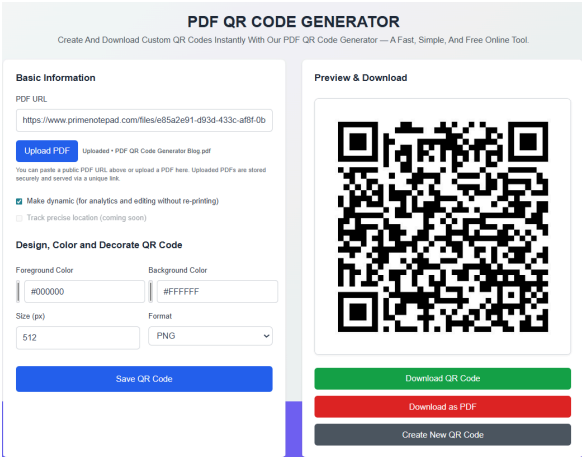 Generated PDF QR Code