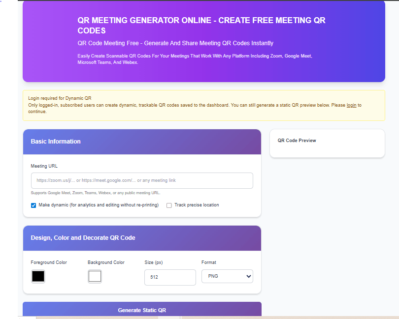 Meeting QR Code Generator