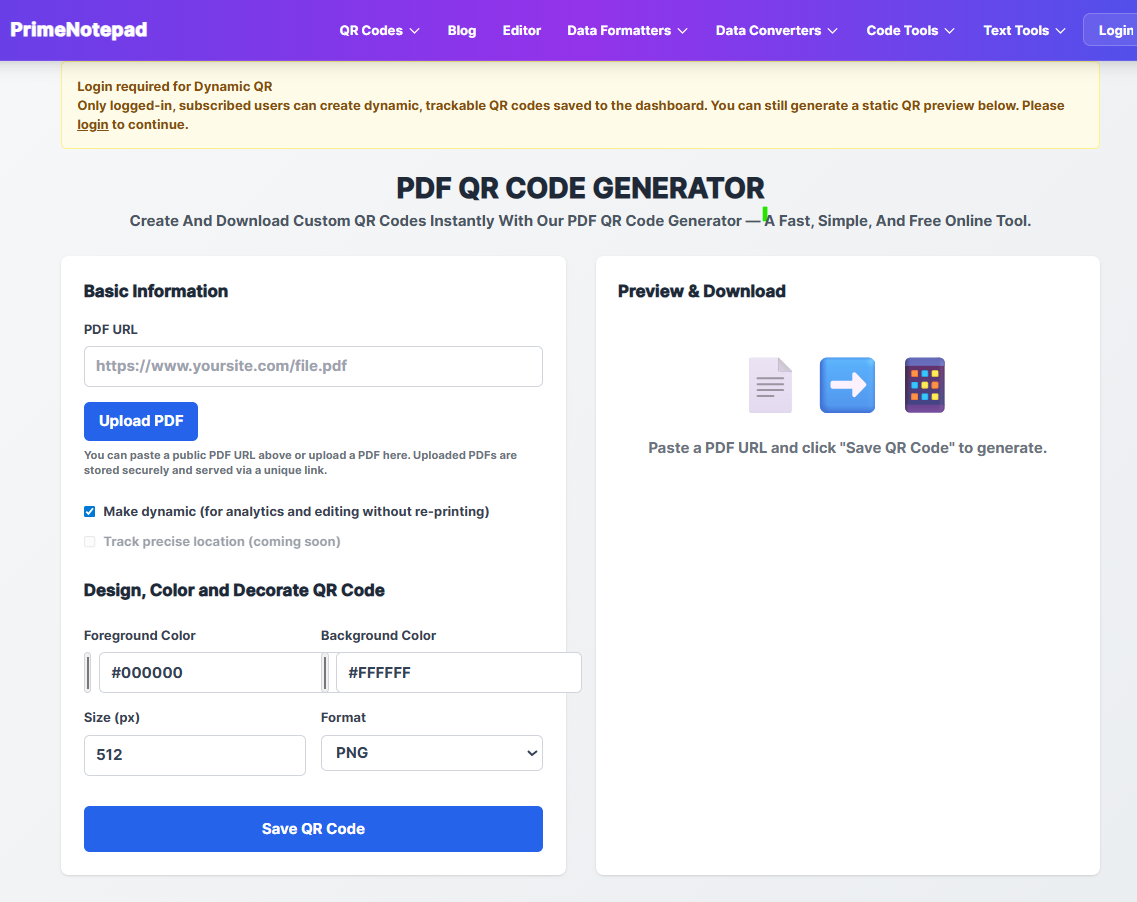 PDF QR Code Generator
