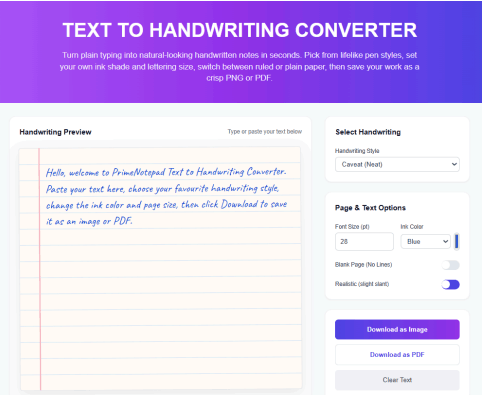 Text to Handwriting Converter Editor